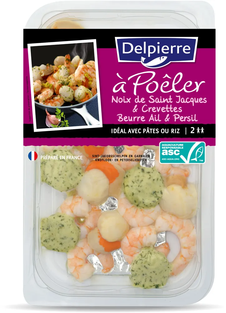 À Poêler Noix de Saint Jacques & Crevettes Beurre Ail et Persil