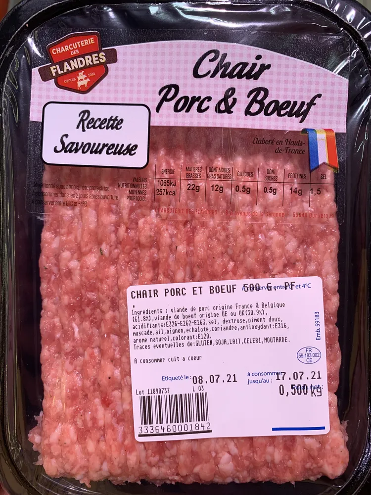 Chair porc boeuf