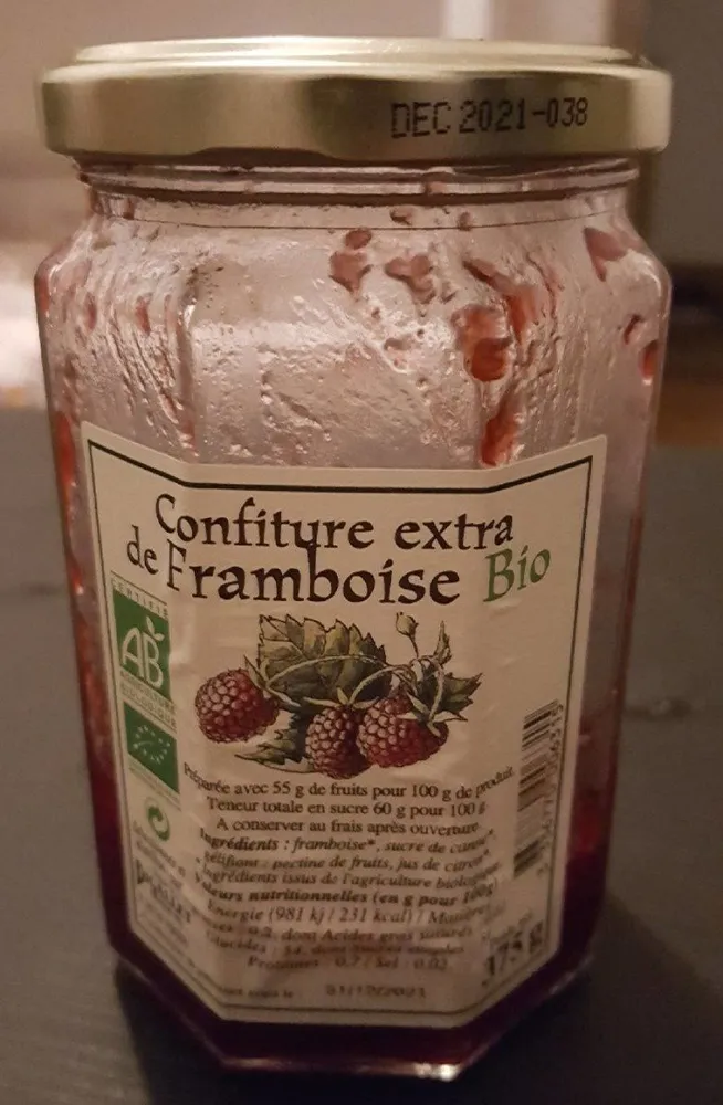 Confiture extra de framboise bio
