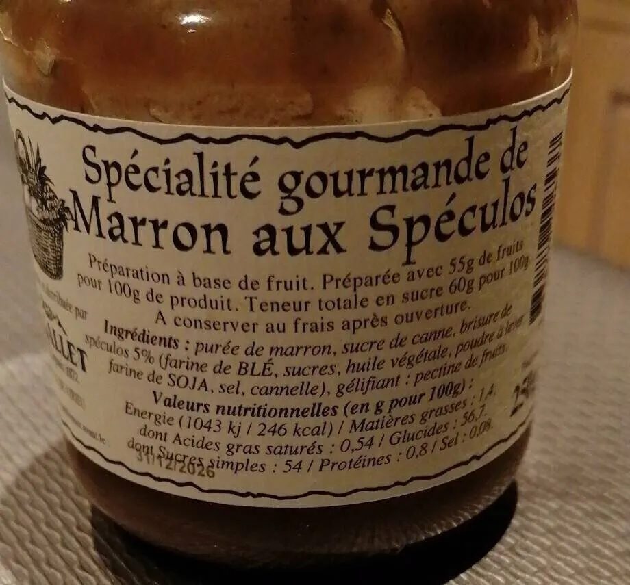 Spécialité gourmande de marron aux speculos