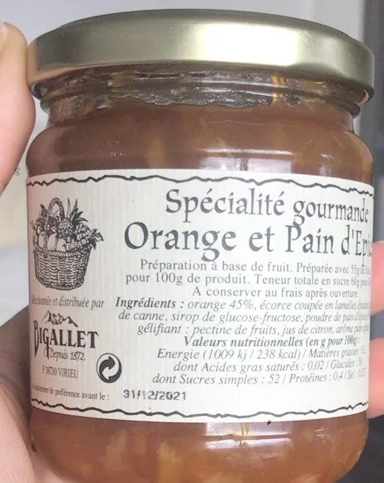 Specialite gourmande orange et pain d’epice
