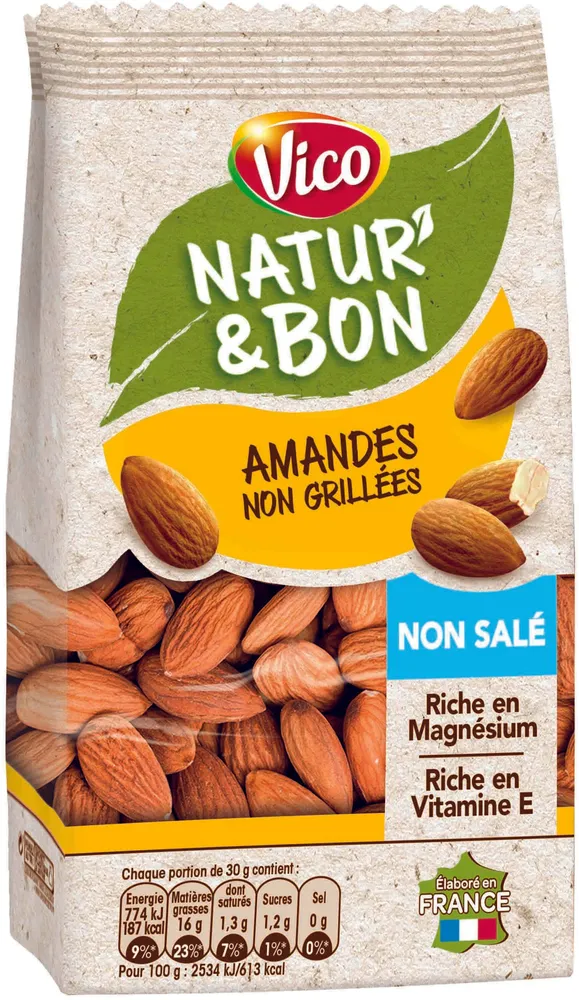Amandes non grillées non salé