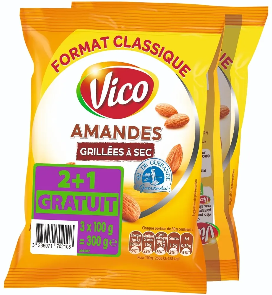 Amandes Grillées à sec et salées au sel de Guérande