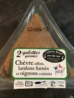 Galettes garnies chèvre, lardons fumés/oignons