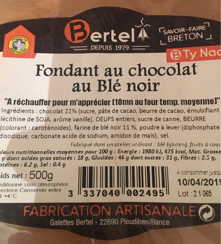 Fondant au chocolat au blé noir