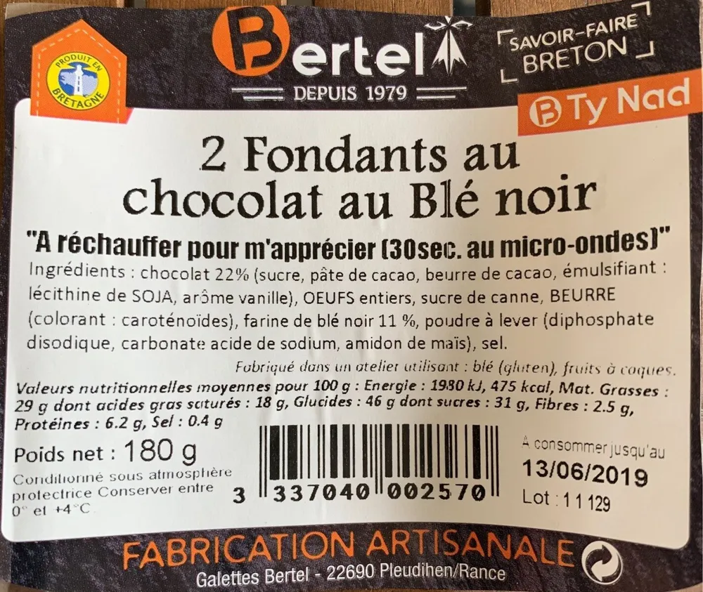 Fondants au chocolat au Blé noir