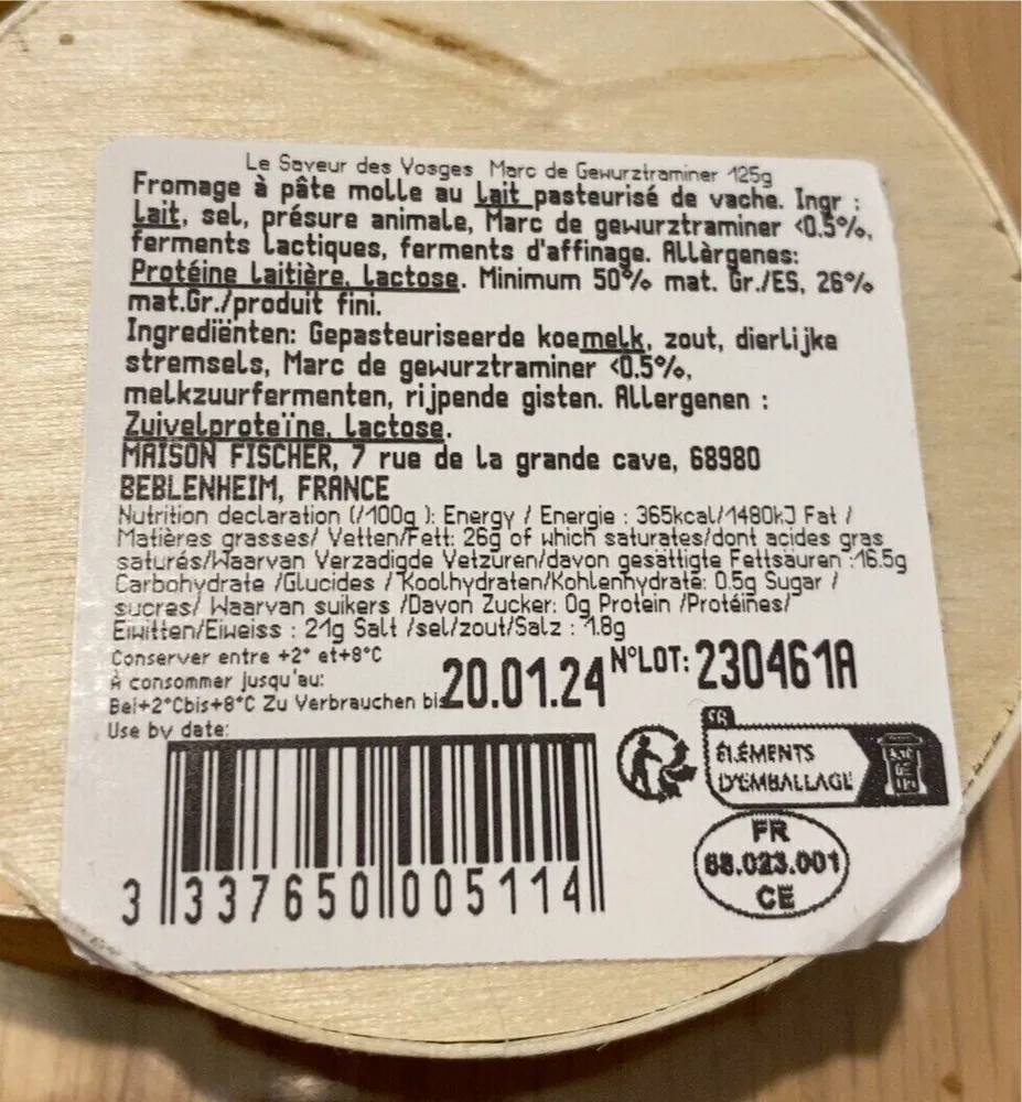 Le saveur des vosges au marc de gewurtraminer