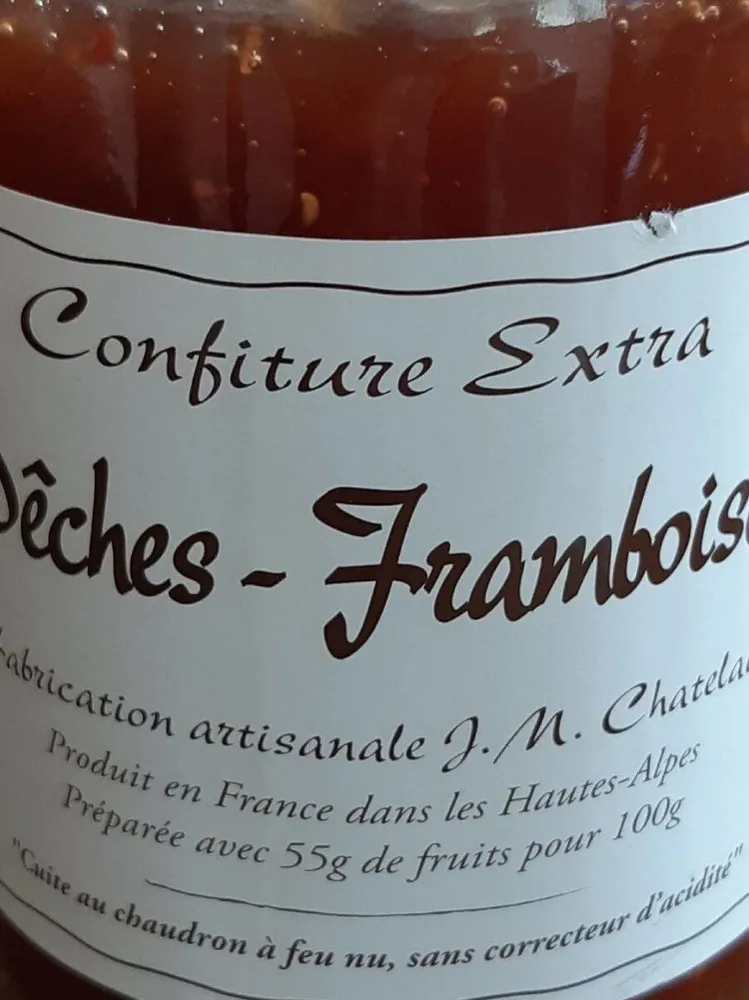 Confiture extra peche framboise