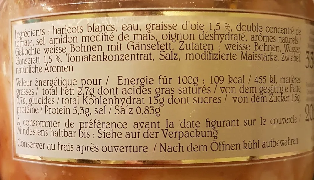 Haricots blancs a la graisse d'oie FINPALE