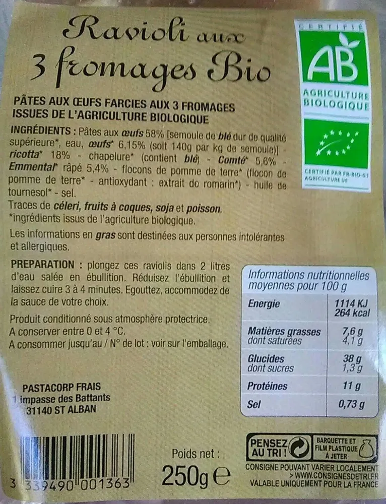 Ravioli aux 3 fromages