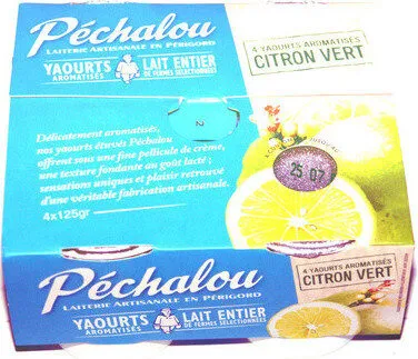 Péchalou, yaourts au lait entier aromatisés 'citron vert'