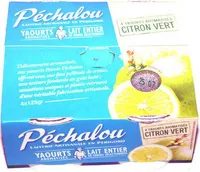 Péchalou, yaourts au lait entier aromatisés 'citron vert'