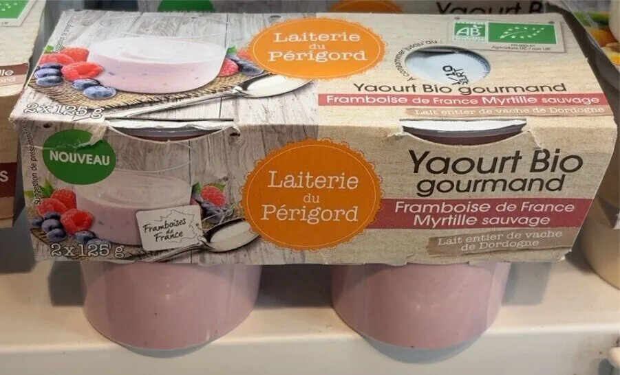 Yaourt Bio gourmand framboise myrtille