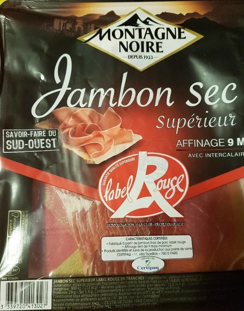 Jambon Supererieur Sec 9 Mois Label Rouge Montagne Noir