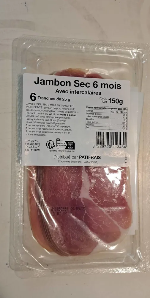 Jambon sec 6 mois