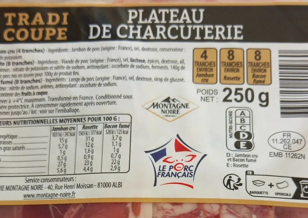 Tradi coupe plateau de charcuterie montagne  noire