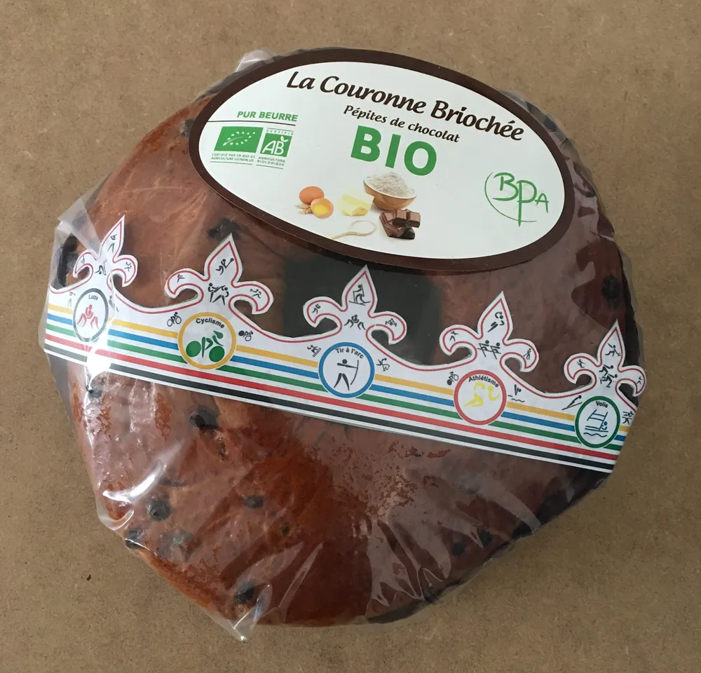 Couronne briochée pépites de chocolat BIO avec fève et couronne