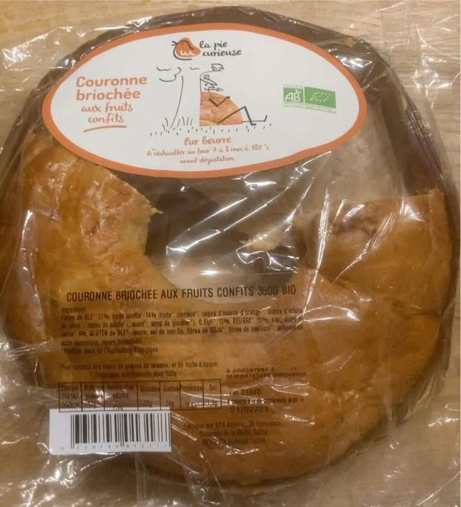 Couronne briochee aux fruits confits biologique