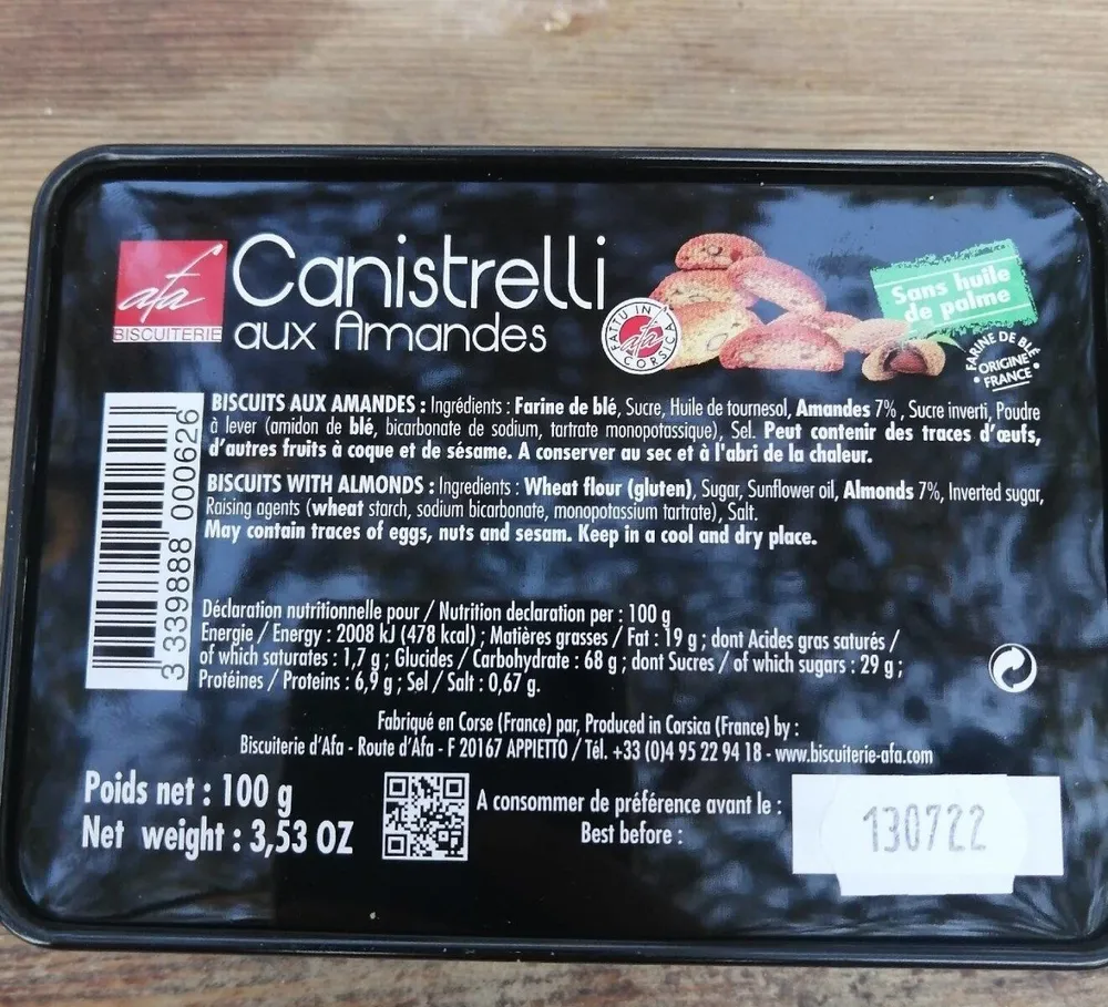 Canistrelli aux amandes