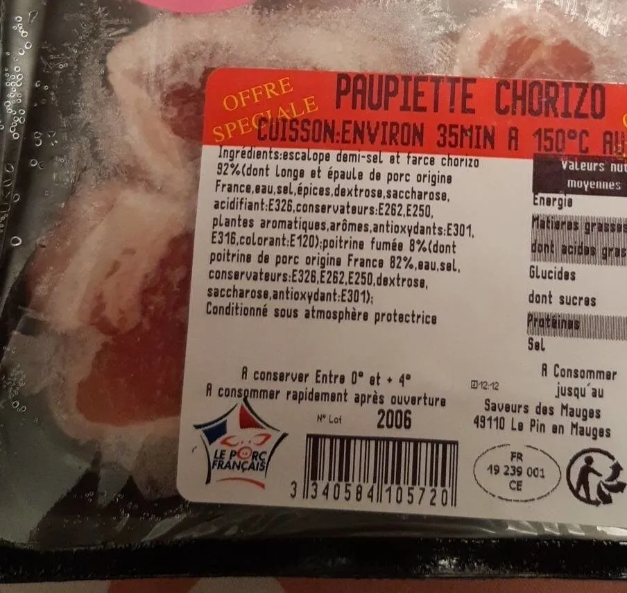 Paupiette au chorizo