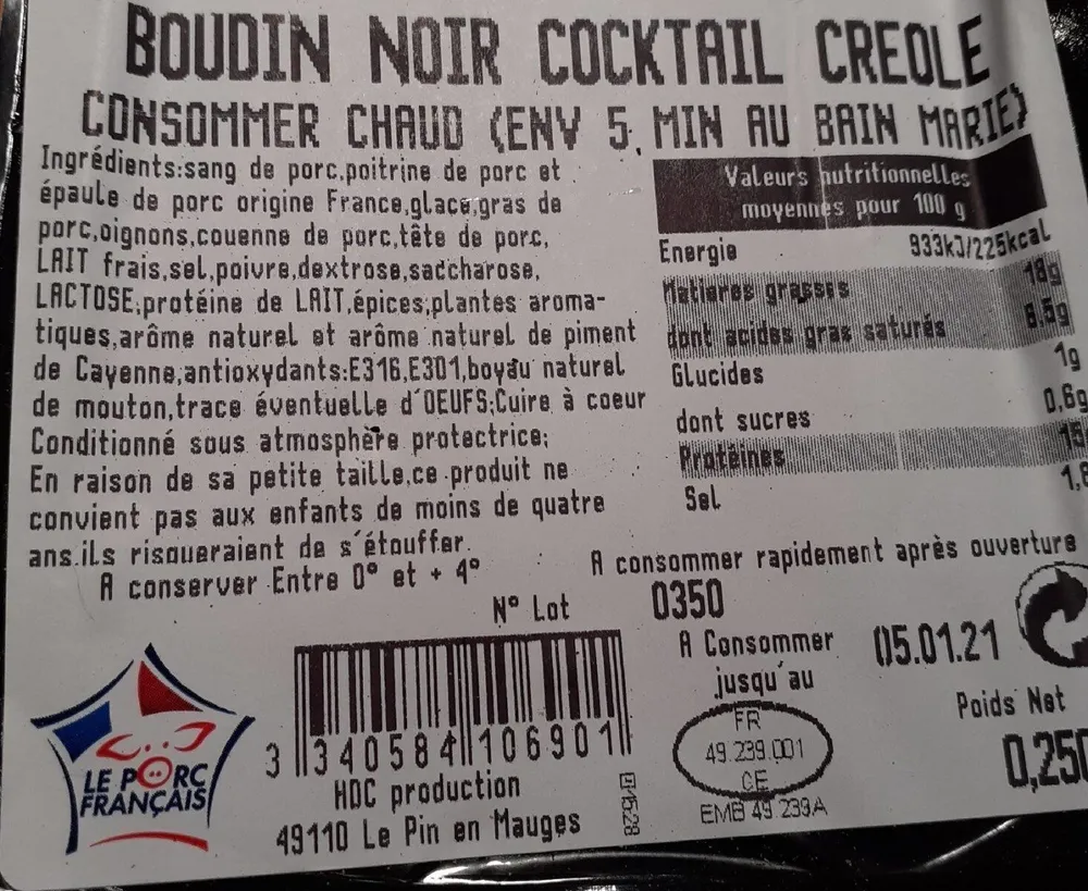 Boudin noir cocktail créole