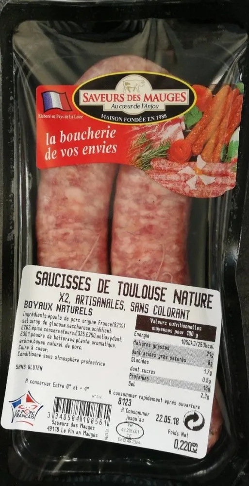 Saveurs des Mauges saucisses natures supérieures x2
