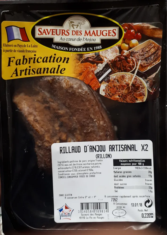 Saveurs des mauges, Rillauds d'Anjou, la barquette de 2