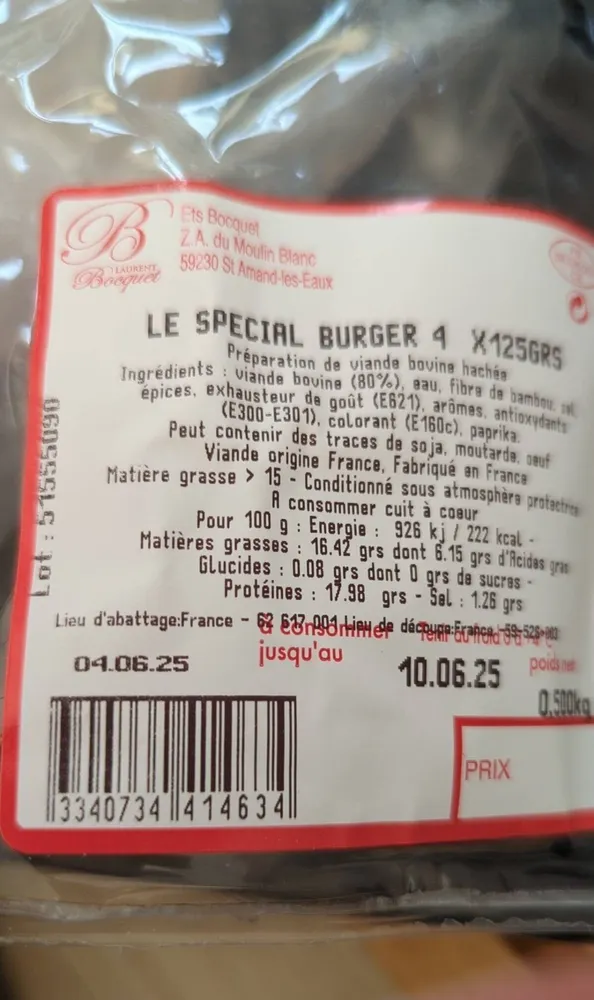 LE SPECIAL BURGER 4 X125GRS