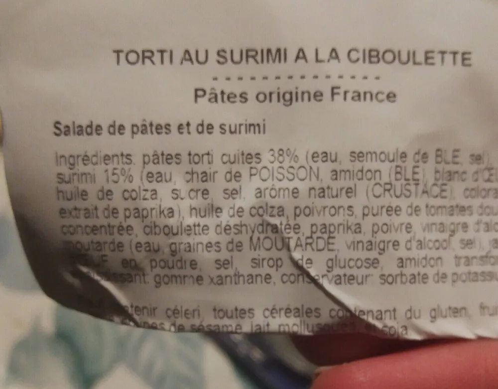 Torti au surimi a la ciboulette