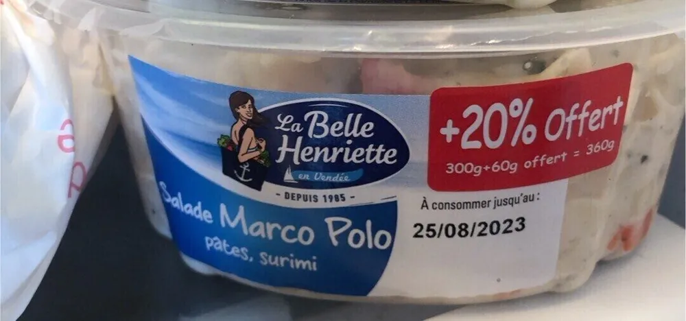 Salade marco polo pates,surimi