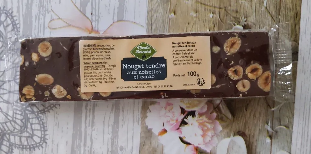 Nougat tendre aux noisettes et cacao