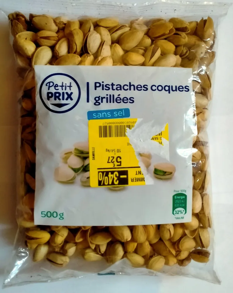 Pistaches coques grillées sans sel