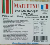 Gâteau basque crème