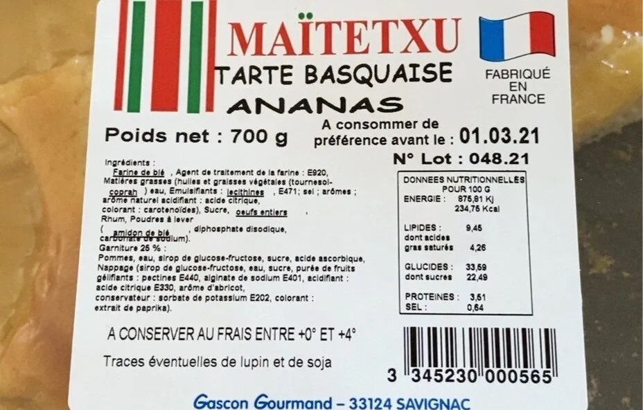 Tarte basquaise ananas