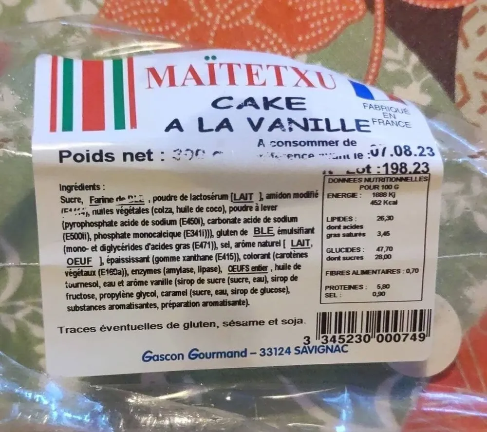 Cake à la vanille