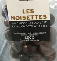 Les noisettes au chocolat au lait et au chocolat