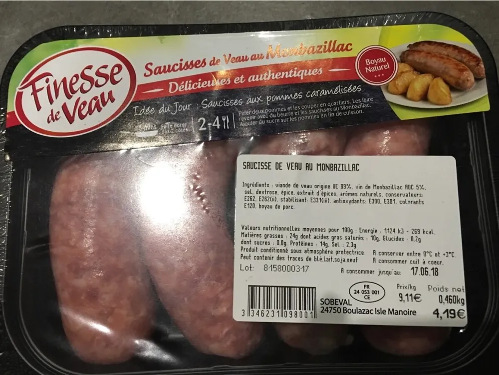 Saucisses de veau au Monbazillac