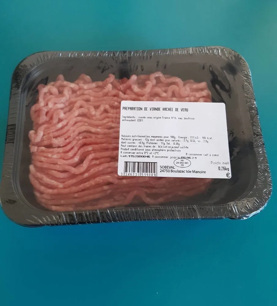 Préparation de viande hachée de veau