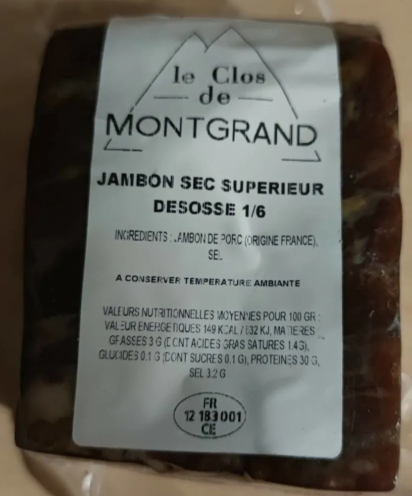 Jambon sec supérieure désossé
