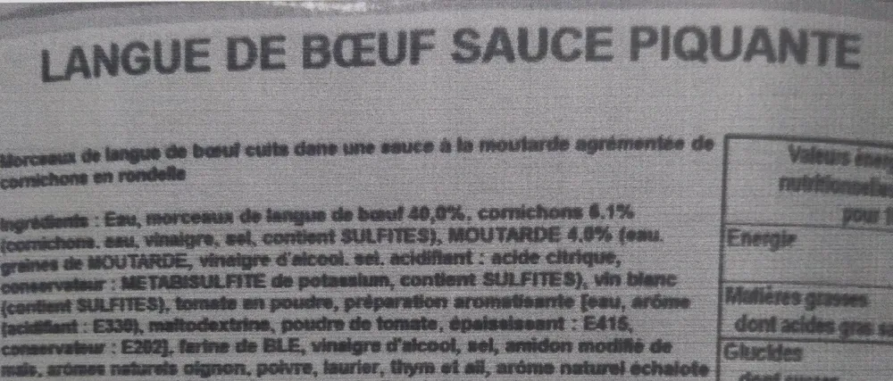 Langue de boeuf sauce piquante