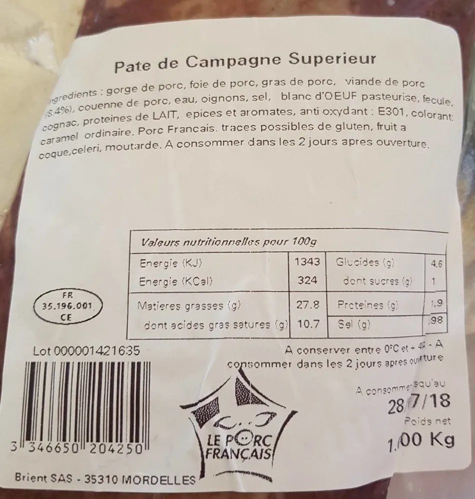 Pâté de campagne supérieur