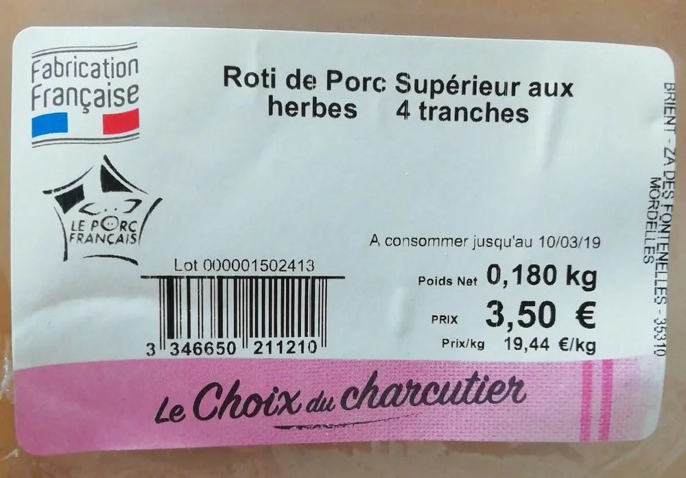 Roti de porc supérieur aux herbes
