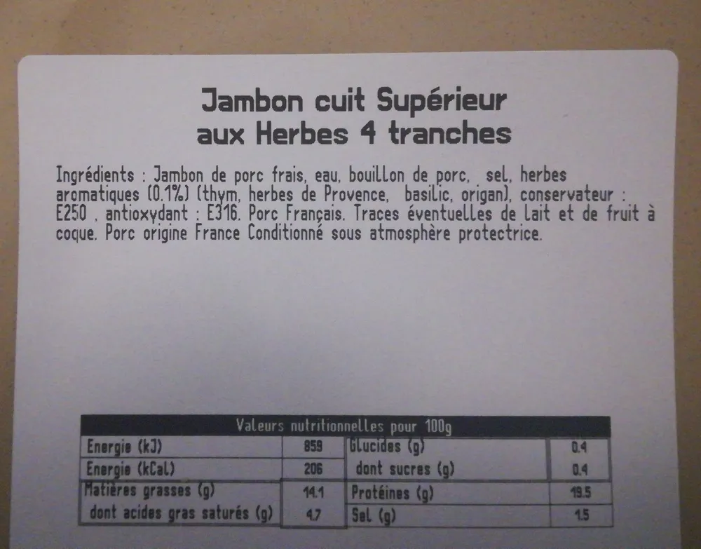 Jambon cuit aux herbes