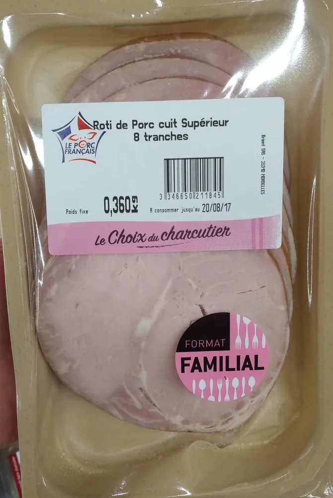Selectionne par votre magasin, Roti de porc cuit superieur VPF, la barquette de 8 tranches 360 g