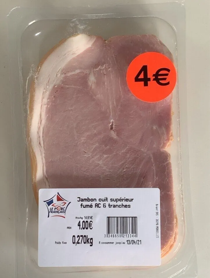 Jambon cuit superieur fumé