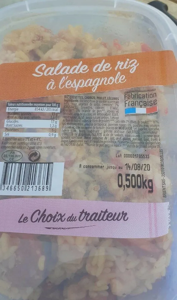 Salade de Riz a l'espagnole Le Choix du traiteur