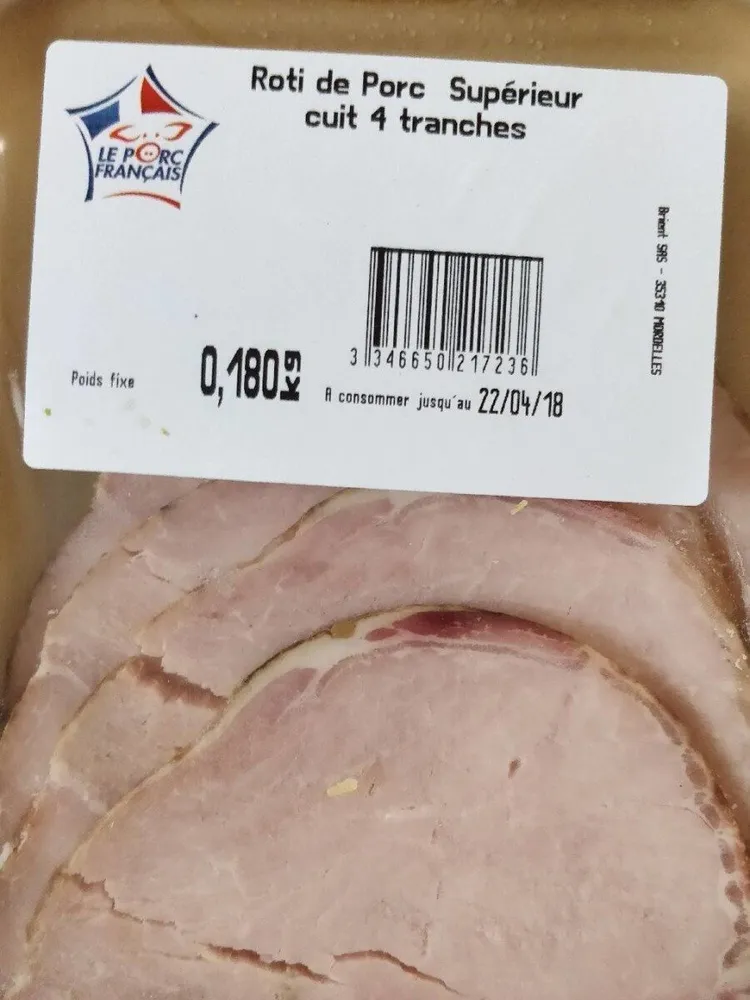 Roti de Porc supérieur cuit 4 tranches