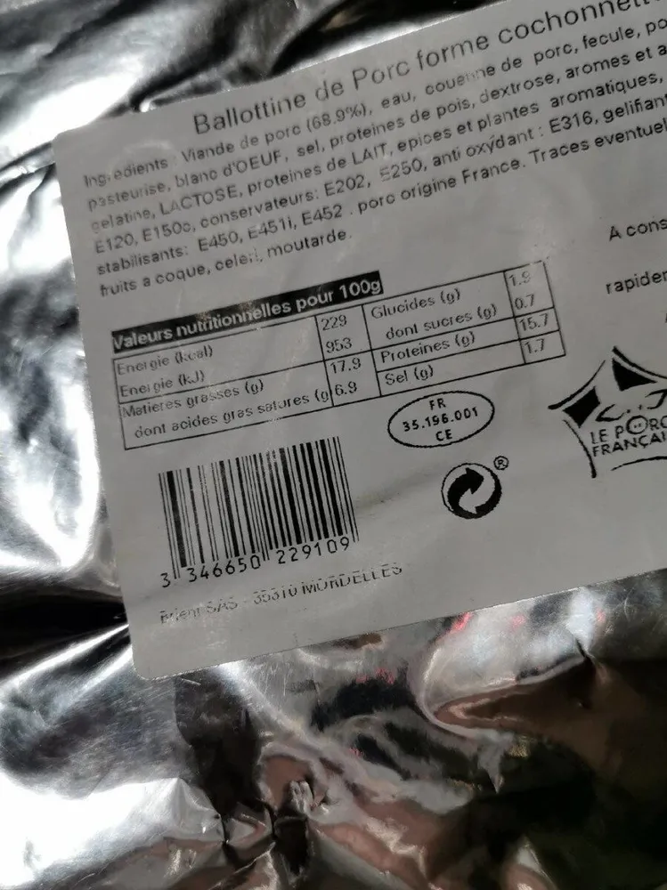 Ballotine de porc forme cochonnette