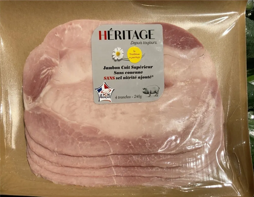 Jambon cuit supérieur 4 tranches