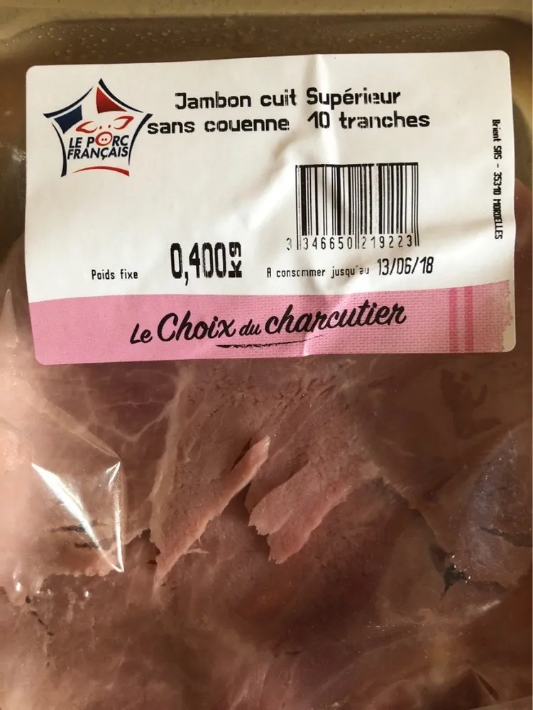 Jambon cuit superieur sans couenne